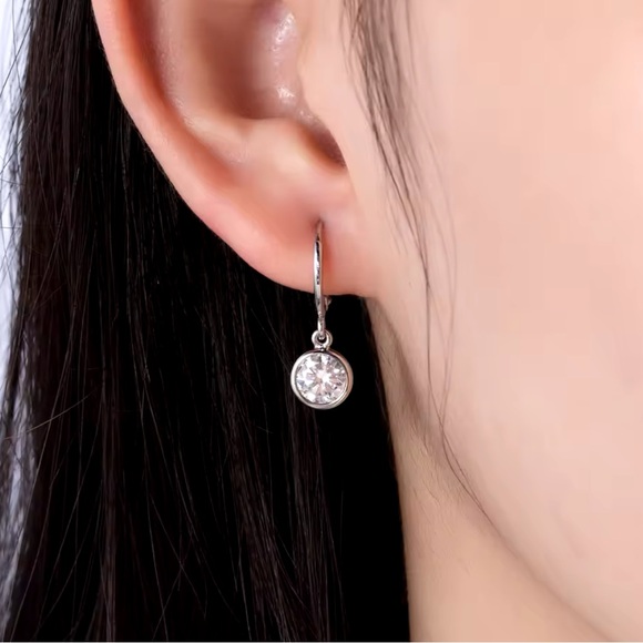 Classic DColor Moissanite2cctw Hoop Earrings 18KGold Plated 925SterliS-Certified - Picture 1 of 10